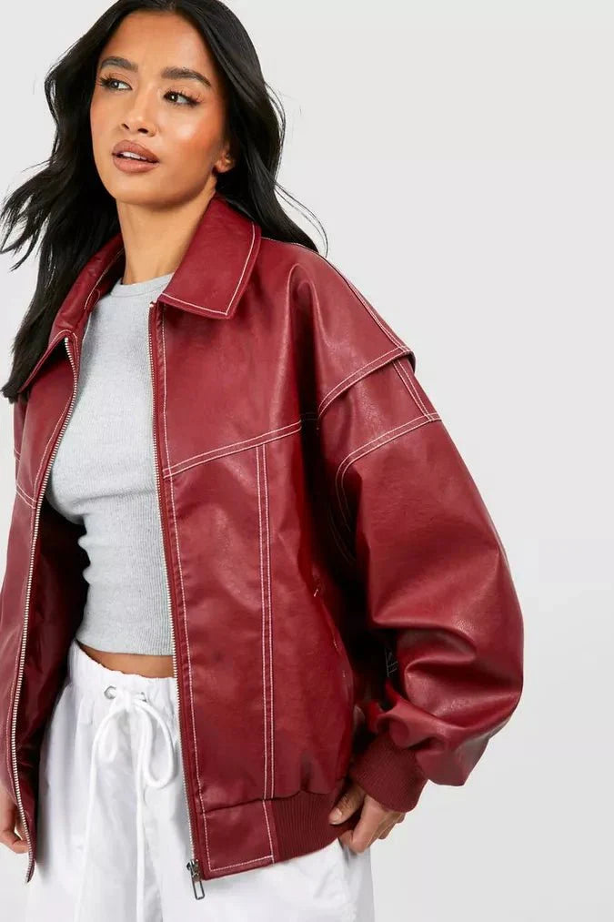 CALORA_ Noéla | Oversized Leren Jas voor Dames