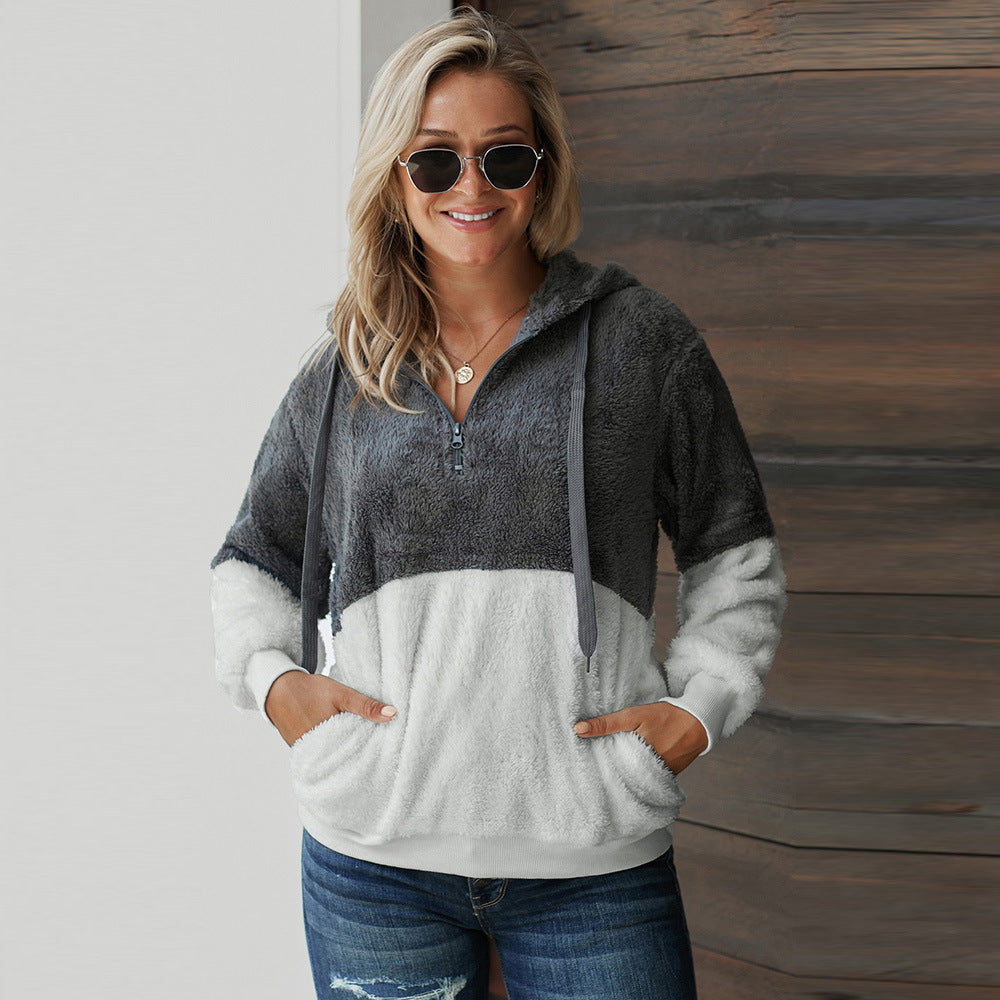 Noéla | Pluche Trui met capuchon en lange mouwen-Shirts & Topjes-Calora-Groen-S-Calora