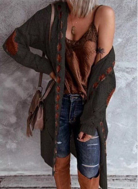 CALORA_ Noéla | Stijlvol Lang Vest met Capuchon