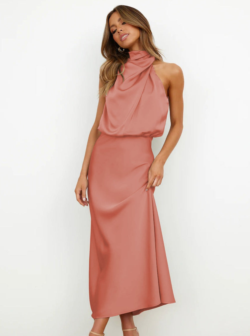 Noemí | Elegante roze halternek Jurk-Feest Jurken-Calora-S-Calora
