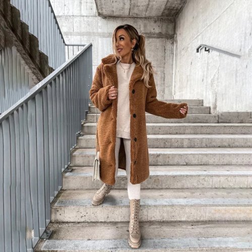 Nomi | Unieke Teddy herfst Jas-Zomer Jassen-Calora-Beige-S-Calora