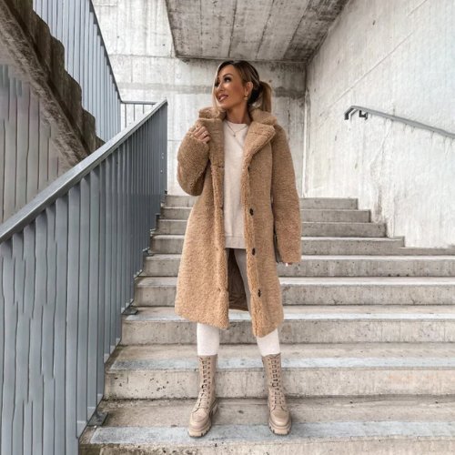 Nomi | Unieke Teddy herfst Jas-Zomer Jassen-Calora-Beige-S-Calora