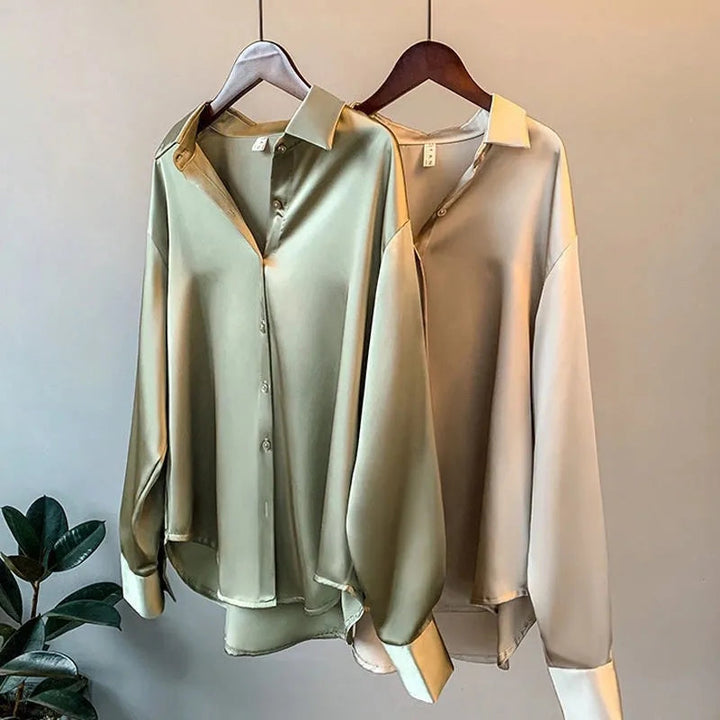 CALORA_ Norielle | Satijnen Dames Blouse