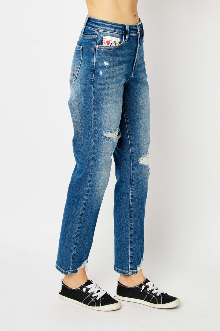 Norine | Distressed Fit Spijkerbroek-Wijde Broeken-Calora-S-Calora