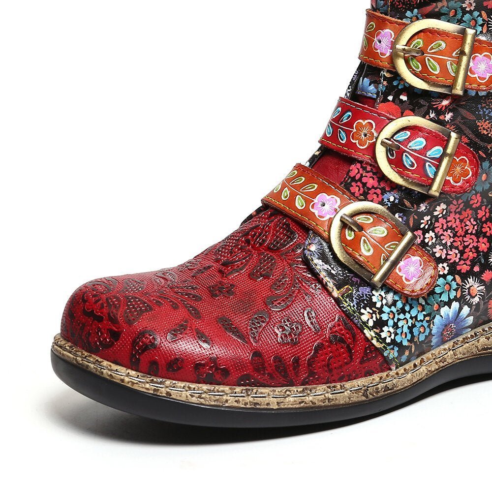Novaris | Unieke Bloemen print Laarzen in Vegan Leer-Laarzen-Calora-35-Calora