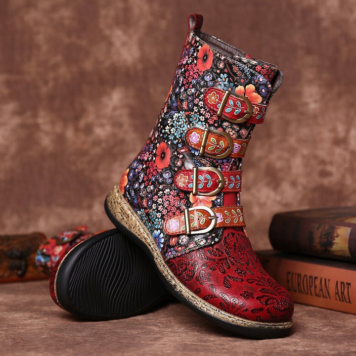 Novaris | Unieke Bloemen print Laarzen in Vegan Leer-Laarzen-Calora-35-Calora