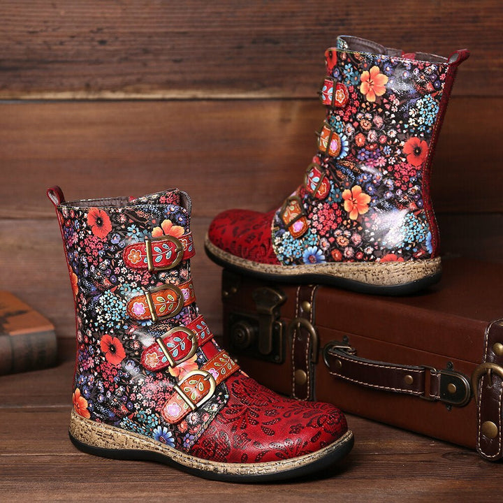 Novaris | Unieke Bloemen print Laarzen in Vegan Leer-Laarzen-Calora-35-Calora