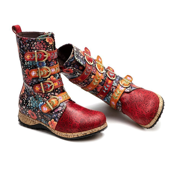 Novaris | Unieke Bloemen print Laarzen in Vegan Leer-Laarzen-Calora-35-Calora