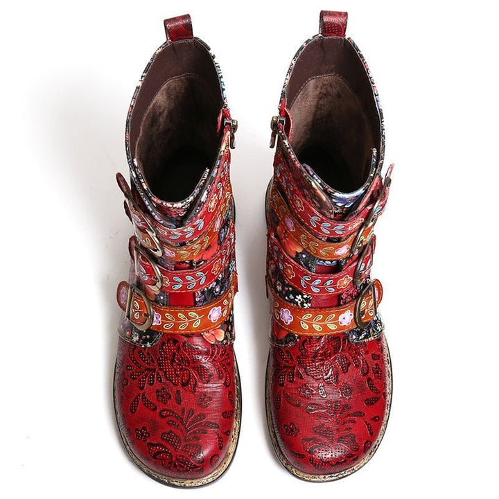 Novaris | Unieke Bloemen print Laarzen in Vegan Leer-Laarzen-Calora-35-Calora