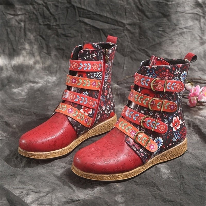 Novaris | Unieke Bloemen print Laarzen in Vegan Leer-Laarzen-Calora-35-Calora