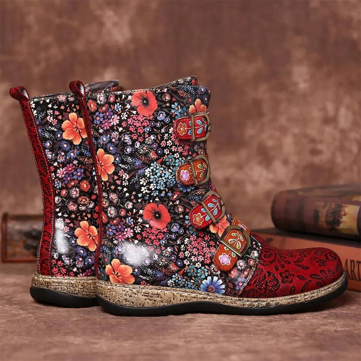 Novaris | Unieke Bloemen print Laarzen in Vegan Leer-Laarzen-Calora-35-Calora
