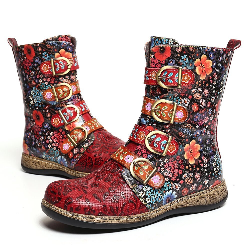 Novaris | Unieke Bloemen print Laarzen in Vegan Leer-Laarzen-Calora-35-Calora