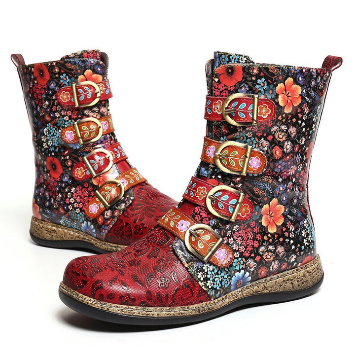 Novaris | Unieke Bloemen print Laarzen in Vegan Leer-Laarzen-Calora-35-Calora