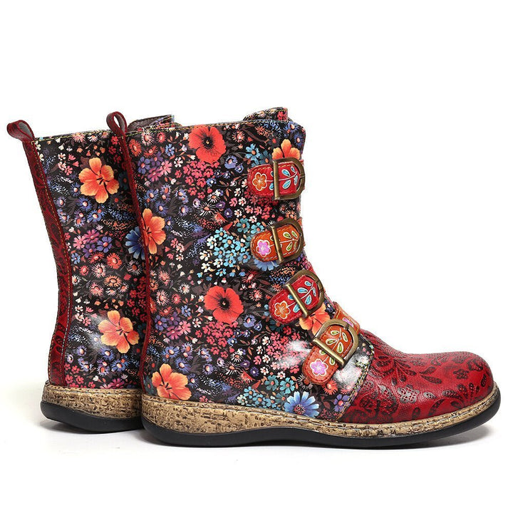 Novaris | Unieke Bloemen print Laarzen in Vegan Leer-Laarzen-Calora-35-Calora