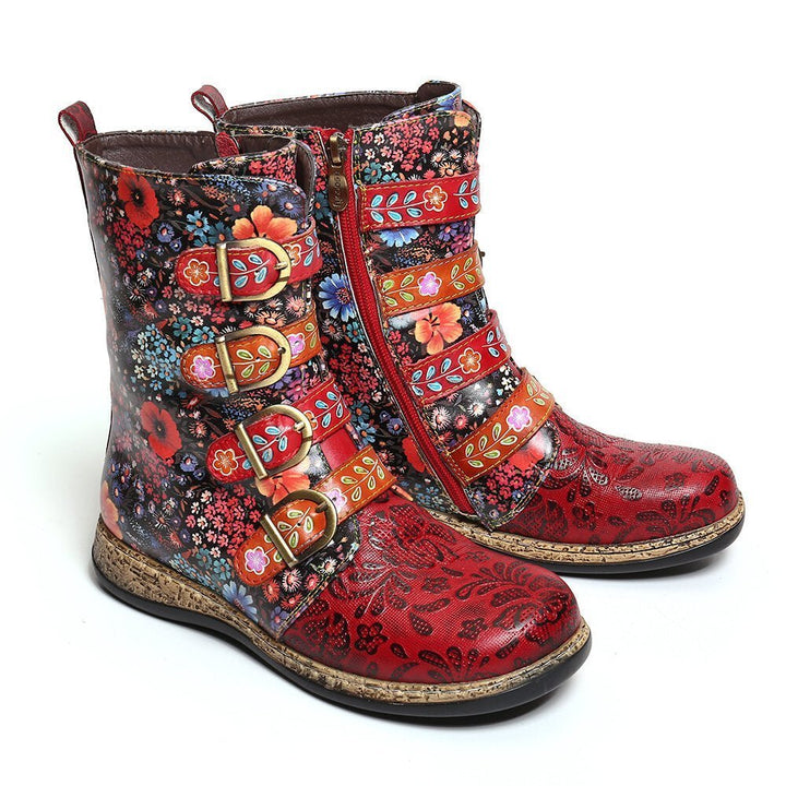 Novaris | Unieke Bloemen print Laarzen in Vegan Leer-Laarzen-Calora-35-Calora