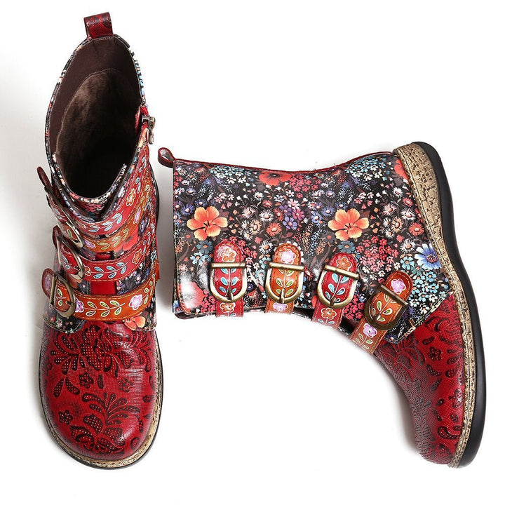 Novaris | Unieke Bloemen print Laarzen in Vegan Leer-Laarzen-Calora-35-Calora