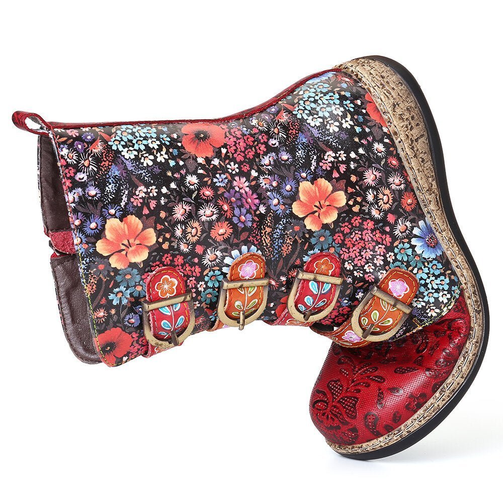 Novaris | Unieke Bloemen print Laarzen in Vegan Leer-Laarzen-Calora-35-Calora