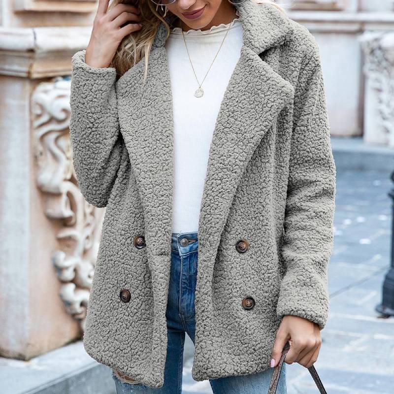 Novelia | Warme Fluffy Jas-Zomer Jassen-Calora-Beige-S-Calora