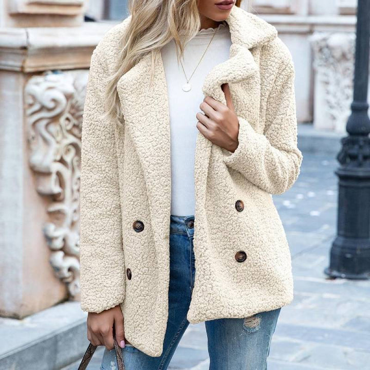 Novelia | Warme Fluffy Jas-Zomer Jassen-Calora-Wit-S-Calora
