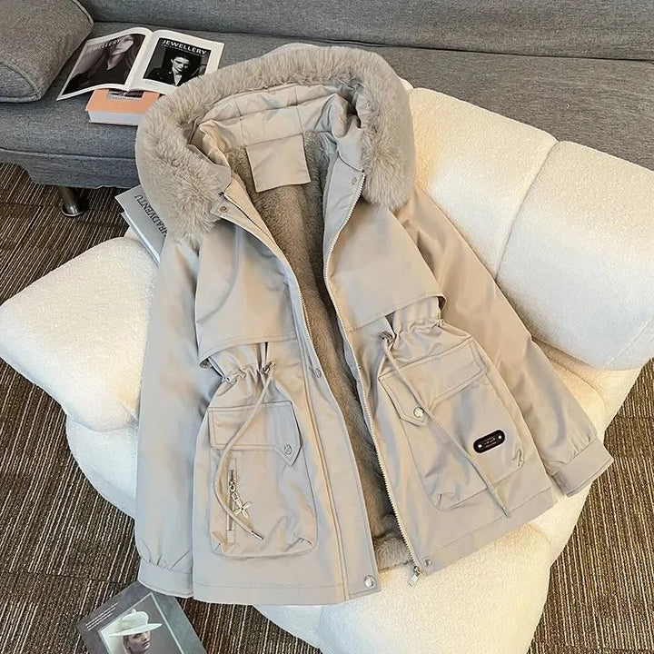 Octari | Dikke warme winterparka met capuchon voor dames met sneeuwvulling-Zomer Jassen-Calora-Gebroken wit-M-Calora