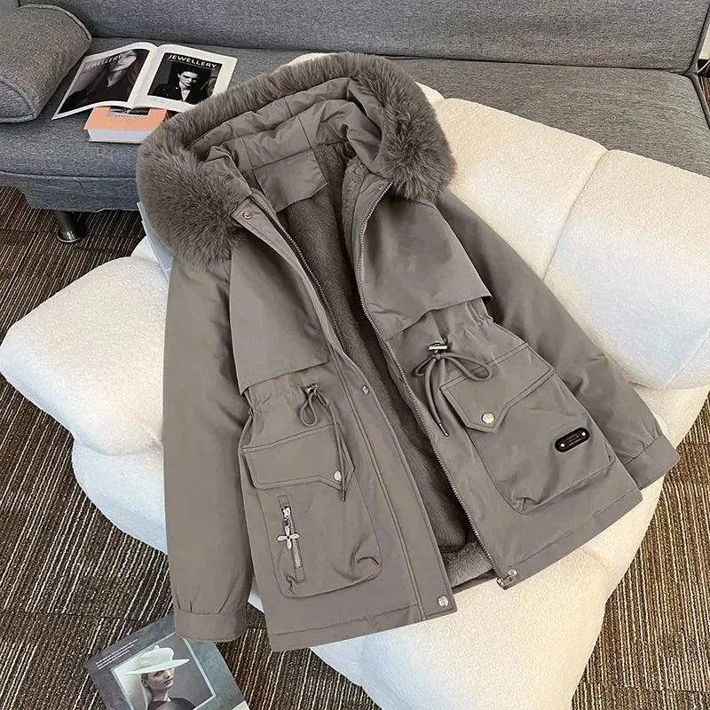 Octari | Dikke warme winterparka met capuchon voor dames met sneeuwvulling-Zomer Jassen-Calora-Grijs-2XL-Calora