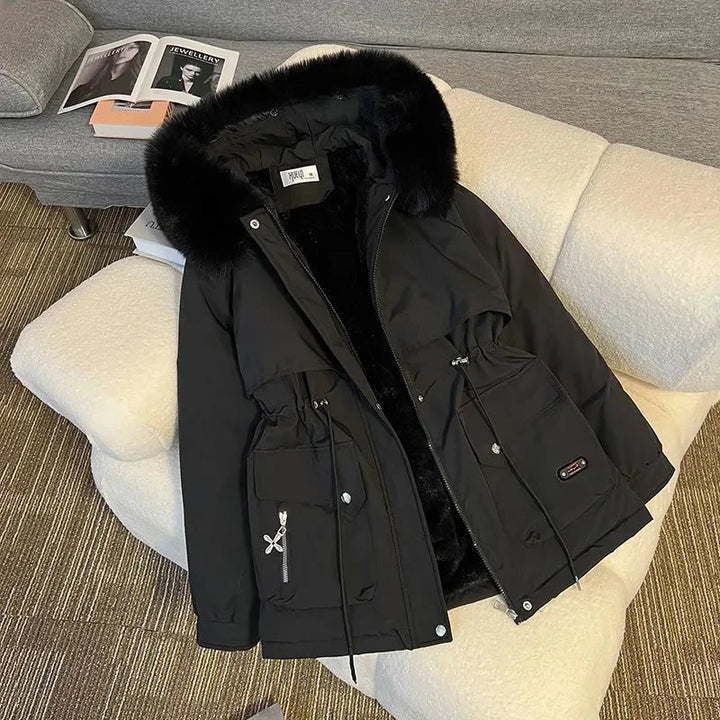 Octari | Dikke warme winterparka met capuchon voor dames met sneeuwvulling-Zomer Jassen-Calora-Zwart-M-Calora
