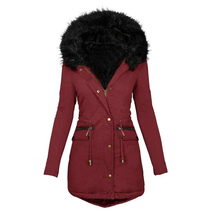 Odessa | Winterjas dames met capuchon - trekkoord in de taille-Zomer Jassen-Calora-Bourgondië-S-Calora