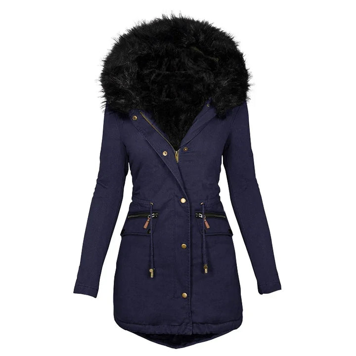 Odessa | Winterjas dames met capuchon - trekkoord in de taille-Zomer Jassen-Calora-Marineblauw-S-Calora