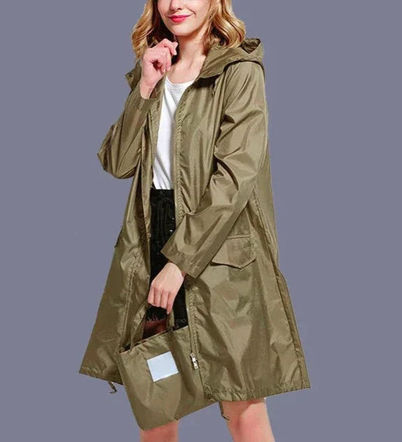 Odilia | Waterdicht Capuchon Regenjas voor Dames-Zomer Jassen-Calora-Kaki-M-Calora