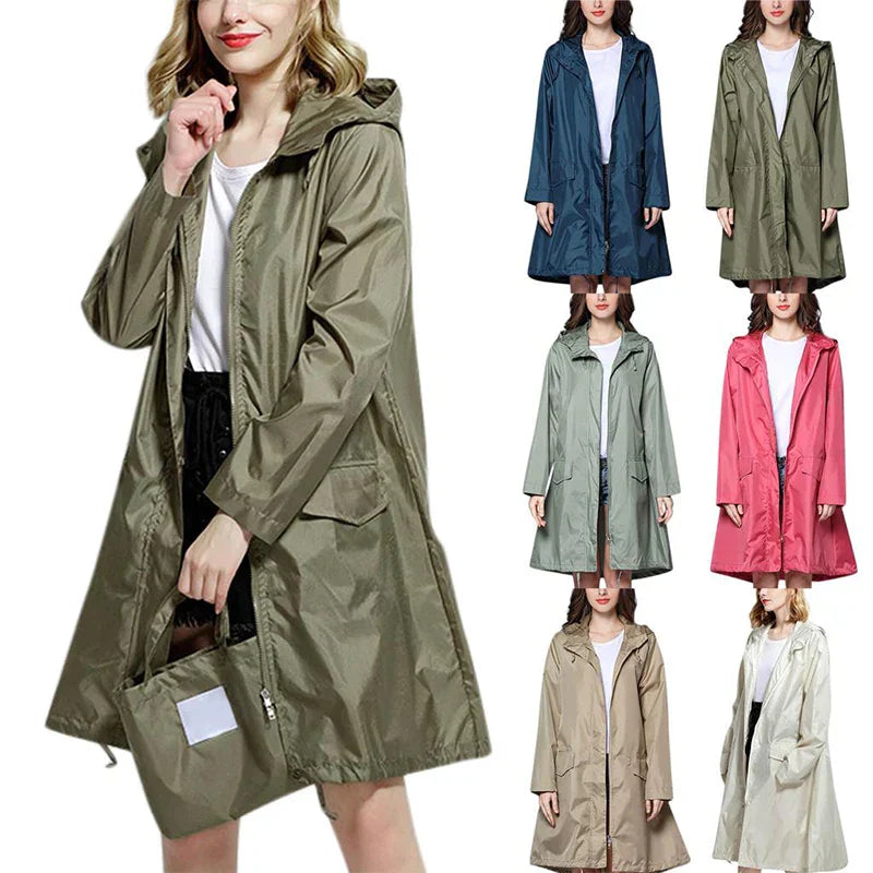 Odilia | Waterdicht Capuchon Regenjas voor Dames-Zomer Jassen-Calora-Lichtgroen-M-Calora
