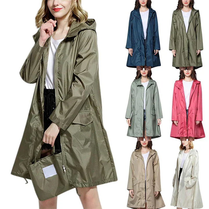 Odilia | Waterdicht Capuchon Regenjas voor Dames-Zomer Jassen-Calora-Lichtgroen-M-Calora