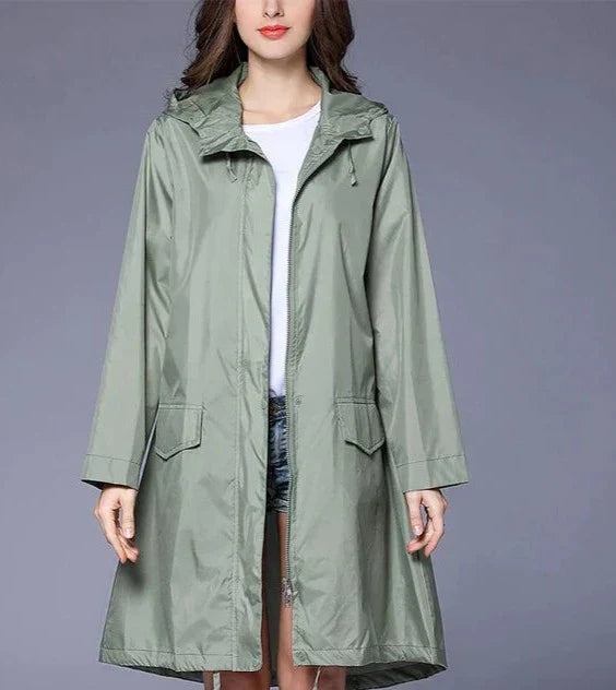 Odilia | Waterdicht Capuchon Regenjas voor Dames-Zomer Jassen-Calora-Lichtgroen-M-Calora