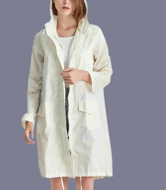 Odilia | Waterdicht Capuchon Regenjas voor Dames-Zomer Jassen-Calora-Wit-M-Calora