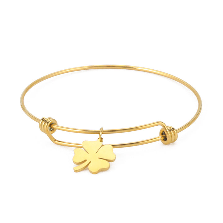 Omnia | Vierbladige Klaver Open Armband - Geluksarmband-Armbanden-Calora-Goud-Calora