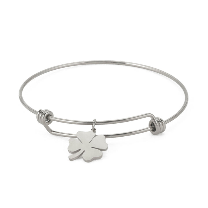 Omnia | Vierbladige Klaver Open Armband - Geluksarmband-Armbanden-Calora-Zilver-Calora