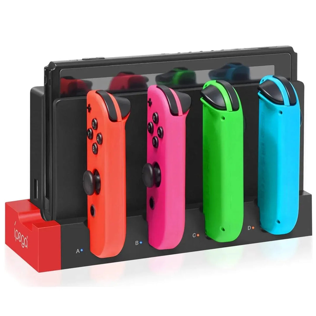 Oplaadstation voor Joycon - Laadt tot 4 Controllers op, Compatibel met Switch en OLED Model-Elektronica/Gadgets-Calora-Rood-Calora