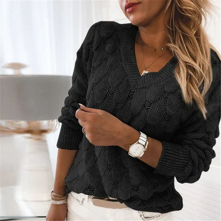 Opvallende en luchtige trui met V-hals-Blazers & Vesten-Calora-Zwart-S-Calora