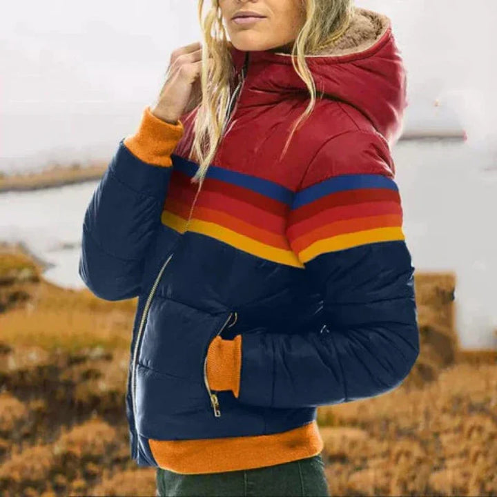 Orvian | Kleurrijke Dames Puffer Winterjas met Capuchon-Zomer Jassen-Calora-Donkerblauw-XS-Calora