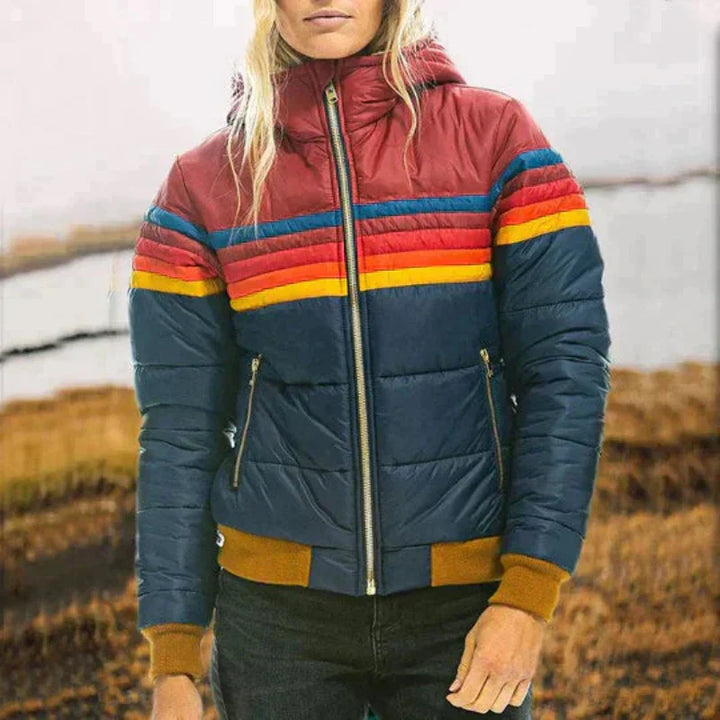 Orvian | Kleurrijke Dames Puffer Winterjas met Capuchon-Zomer Jassen-Calora-Donkerblauw-XS-Calora