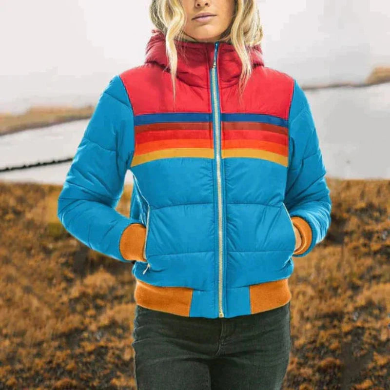 Orvian | Kleurrijke Dames Puffer Winterjas met Capuchon-Zomer Jassen-Calora-Lichtblauw-XS-Calora