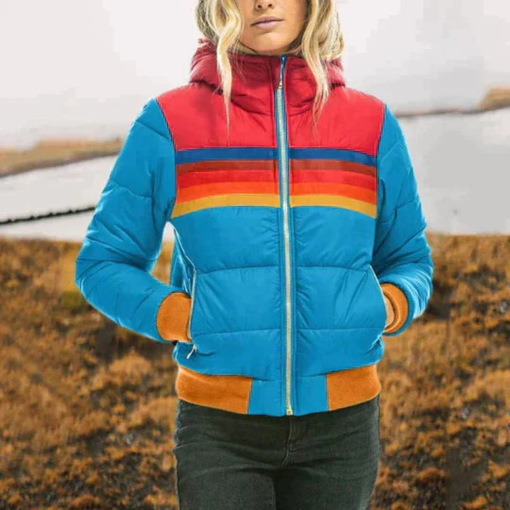 Orvian | Kleurrijke Dames Puffer Winterjas met Capuchon-Zomer Jassen-Calora-Lichtblauw-XS-Calora