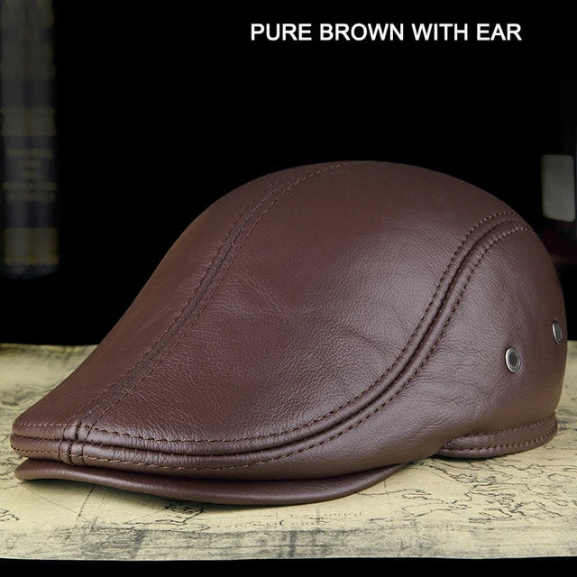 Outdoor Klassieke Leren hoed winter Berets-Petten-Calora-Donkerbruin-57-58cm-Calora