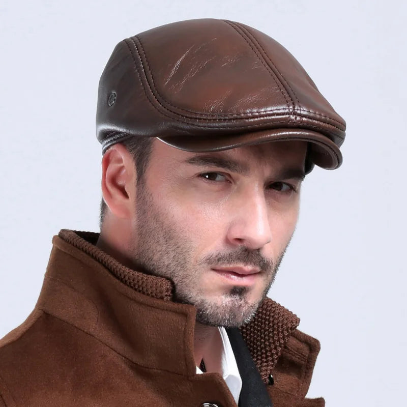 Outdoor Klassieke Leren hoed winter Berets-Petten-Calora-Rood-57-58cm-Calora