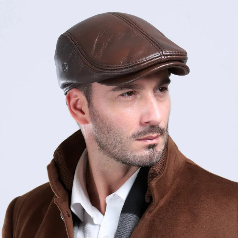 Outdoor Klassieke Leren hoed winter Berets-Petten-Calora-Rood-57-58cm-Calora