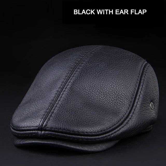 Outdoor Klassieke Leren hoed winter Berets-Petten-Calora-Zwart-57-58cm-Calora