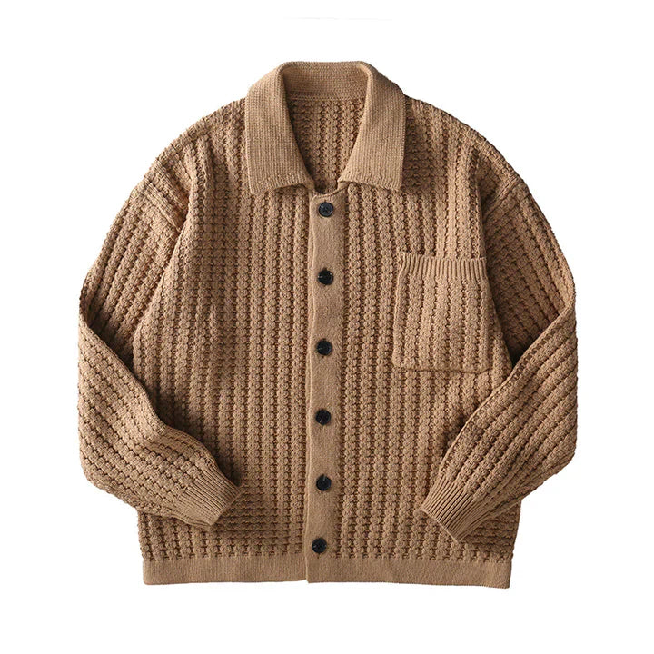 CALORA_ Oversized gebreid vest met kraag en kopen