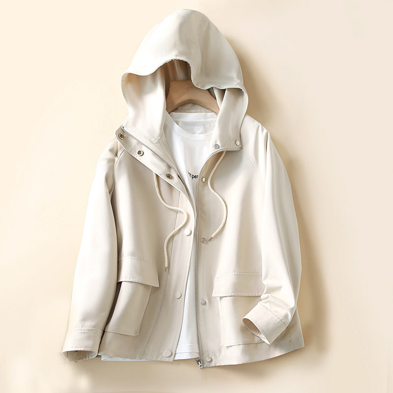Oversized Trenchcoat met Capuchon voor Dames in de Herfst-trenchcoat dames-Calora-Wit-S-Calora