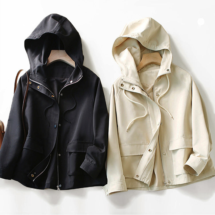 Oversized Trenchcoat met Capuchon voor Dames in de Herfst-trenchcoat dames-Calora-Zwart-S-Calora