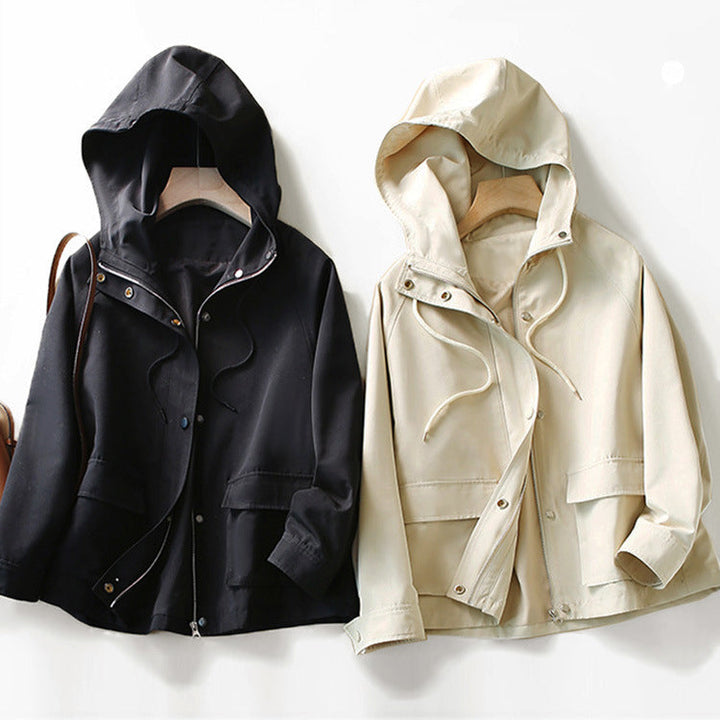 Oversized Trenchcoat met Capuchon voor Dames in de Herfst-trenchcoat dames-Calora-Zwart-S-Calora