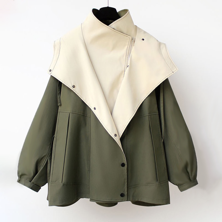 Oversized Trenchcoat met Capuchon voor Vrouwen in Stijlvolle Look-Jackets-Calora-Wit-S-Calora
